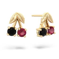 Onyx Sweet Cherries 14K Yellow Gold earrings E7001