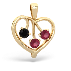 Onyx Glowing Heart 14K Yellow Gold pendant P2233