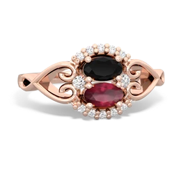 Onyx Love Nest 14K Rose Gold ring R5860