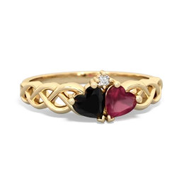 Onyx Heart To Heart Braid 14K Yellow Gold ring R5870