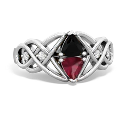 Onyx Keepsake Celtic Knot 14K White Gold ring R5300