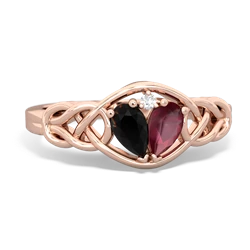 Onyx Celtic Love Knot 14K Rose Gold ring R5420