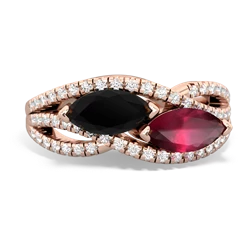 Onyx Diamond Rivers 14K Rose Gold ring R3070