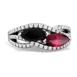 Onyx Diamond Rivers 14K White Gold ring R3070