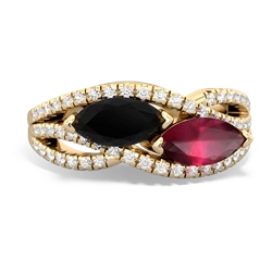 Onyx Diamond Rivers 14K Yellow Gold ring R3070