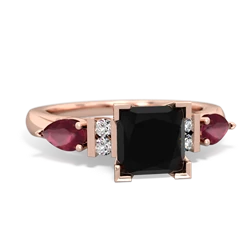 Onyx 6Mm Princess Eternal Embrace Engagement 14K Rose Gold ring C2002