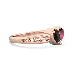 Onyx Filligree 'One Heart' 14K Rose Gold ring R5070