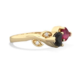 Onyx Floral Elegance 14K Yellow Gold ring R5790