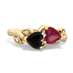 Onyx Floral Elegance 14K Yellow Gold ring R5790