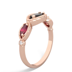 Onyx Milgrain Marquise 14K Rose Gold ring R5700