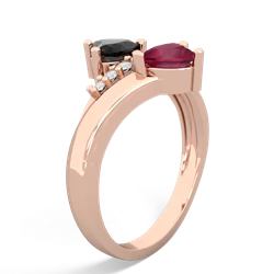 Onyx Heart To Heart 14K Rose Gold ring R2064