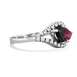 Onyx Mother And Child 14K White Gold ring R3010