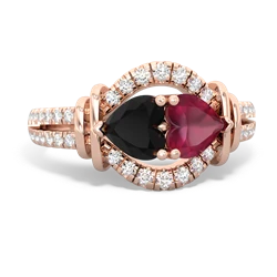 Onyx Art-Deco Keepsake 14K Rose Gold ring R5630