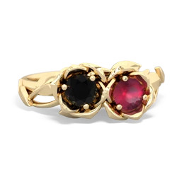 Onyx Rose Garden 14K Yellow Gold ring R5510