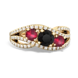 Onyx Three Stone Aurora 14K Yellow Gold ring R3080