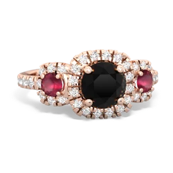 Onyx Regal Halo 14K Rose Gold ring R5350