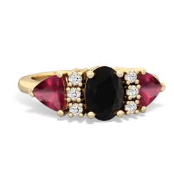 Onyx Antique Style Three Stone 14K Yellow Gold ring R2186