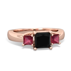 Onyx Three Stone Trellis 14K Rose Gold ring R4015