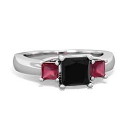 Onyx Three Stone Trellis 14K White Gold ring R4015