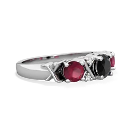 Onyx Hugs And Kisses 14K White Gold ring R5016