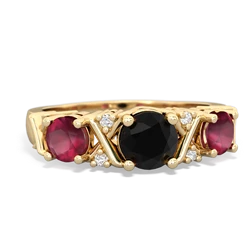 Onyx Hugs And Kisses 14K Yellow Gold ring R5016