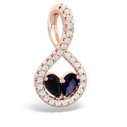 Onyx Pave Twist 'One Heart' 14K Rose Gold pendant P5360