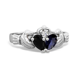 Onyx 'Our Heart' Claddagh 14K White Gold ring R2388