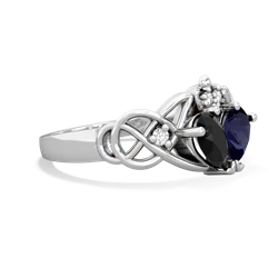 Onyx 'One Heart' Celtic Knot Claddagh 14K White Gold ring R5322