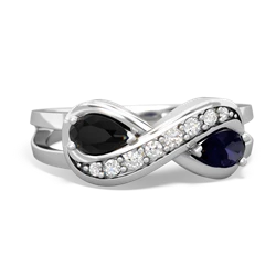 Onyx Diamond Infinity 14K White Gold ring R5390