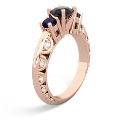 Onyx Art Deco Eternal Embrace Engagement 14K Rose Gold ring C2003