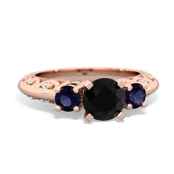 Onyx Art Deco Eternal Embrace Engagement 14K Rose Gold ring C2003