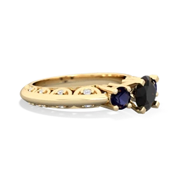 Onyx Art Deco Eternal Embrace Engagement 14K Yellow Gold ring C2003