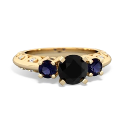 Onyx Art Deco Eternal Embrace Engagement 14K Yellow Gold ring C2003