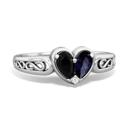 Onyx Filligree 'One Heart' 14K White Gold ring R5070