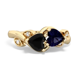 Onyx Floral Elegance 14K Yellow Gold ring R5790