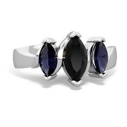 Onyx Three Peeks 14K White Gold ring R2433