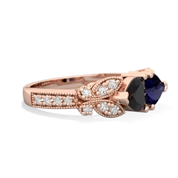 Onyx Diamond Butterflies 14K Rose Gold ring R5601