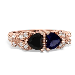 Onyx Diamond Butterflies 14K Rose Gold ring R5601