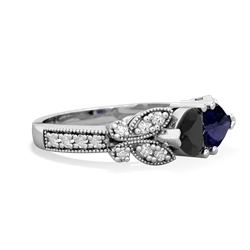 Onyx Diamond Butterflies 14K White Gold ring R5601