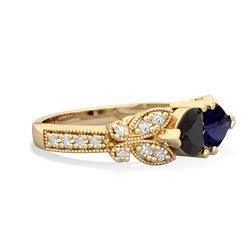 Onyx Diamond Butterflies 14K Yellow Gold ring R5601