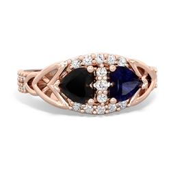 Onyx Sparkling Celtic Knot 14K Rose Gold ring R2645