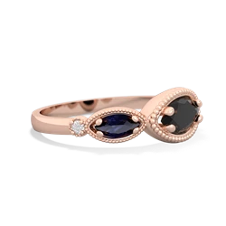 Onyx Milgrain Marquise 14K Rose Gold ring R5700