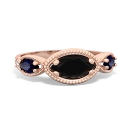 Onyx Milgrain Marquise 14K Rose Gold ring R5700