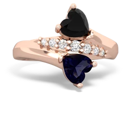 Onyx Heart To Heart 14K Rose Gold ring R2064