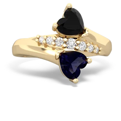 Onyx Heart To Heart 14K Yellow Gold ring R2064