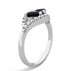 Onyx Mother And Child 14K White Gold ring R3010