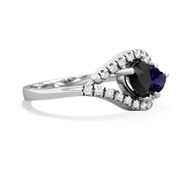 Onyx Mother And Child 14K White Gold ring R3010