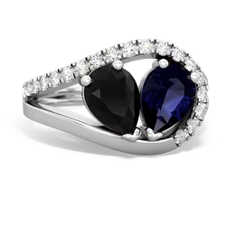 Onyx Nestled Heart Keepsake 14K White Gold ring R5650