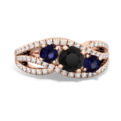 Onyx Three Stone Aurora 14K Rose Gold ring R3080