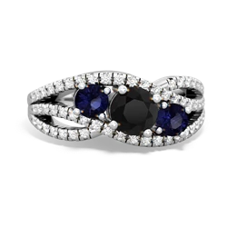 Onyx Three Stone Aurora 14K White Gold ring R3080